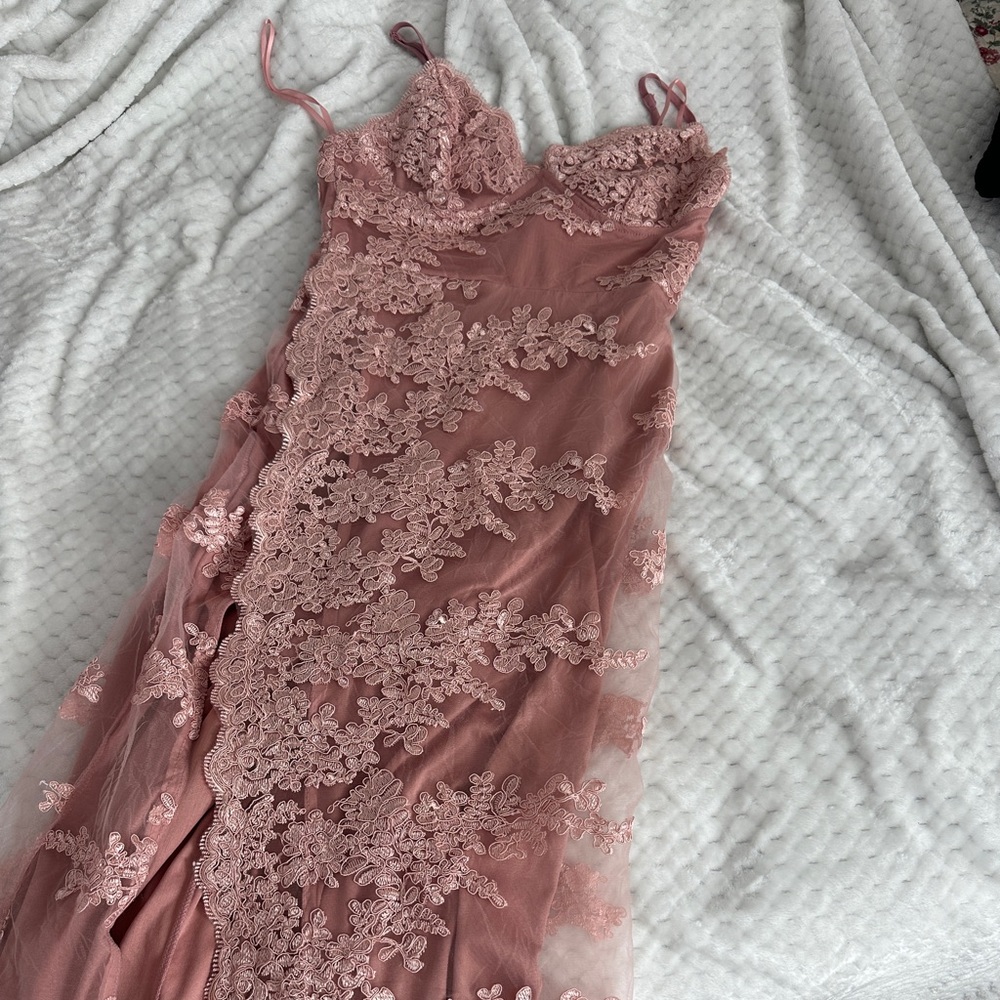 floral fitted long formal dress